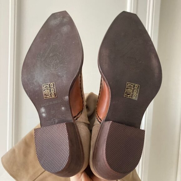 NWOT Free People Sterling Natural Suede Western Boots Sz 37 - Picture 7 of 9